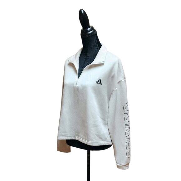 Adidas Women's Aeroready Game and Go Quarter-Zip White Fleece Top Plus Size 2X - Picture 3 of 8